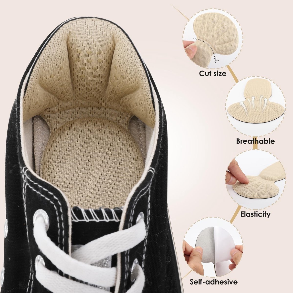 Dailygoods- Hielkussen Zachte Mesh - Hielbeschermers - Antislip Hieltjes - Hielkussentjes - Inlegzolen - Vermindert Wrijving en Blaren
