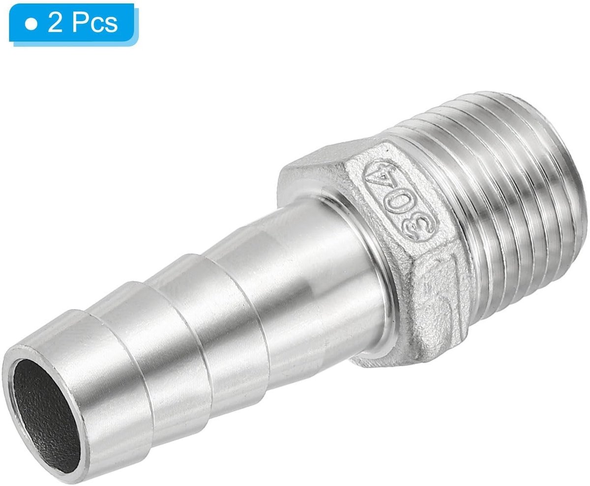 Dailygoods- Slangkoppeling 16 mm - 1/2 inch NPT - 2 Stuks - Roestvrij Staal - Weerhaak - Corrosiebestendig - Pijpfitting