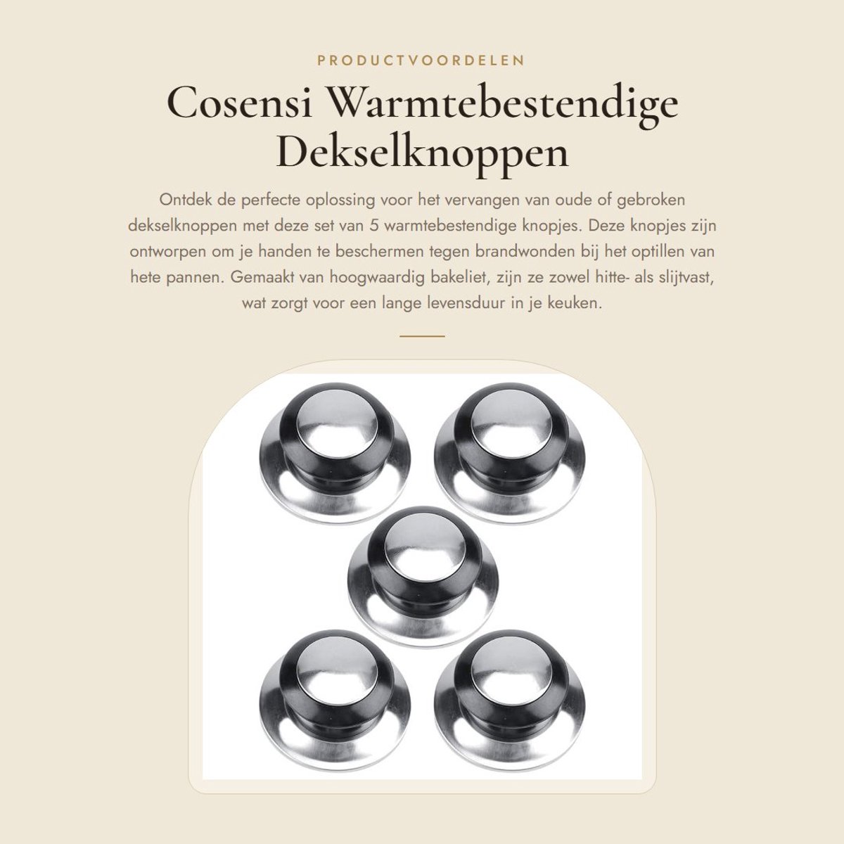 Dailygoods- Dekselknop 5Pcs - Warmtebestendig - Bakelieten Knop - Vervangingsonderdeel - Ergonomisch Ontwerp - Eenvoudig te Reinigen - Dekselhandvat