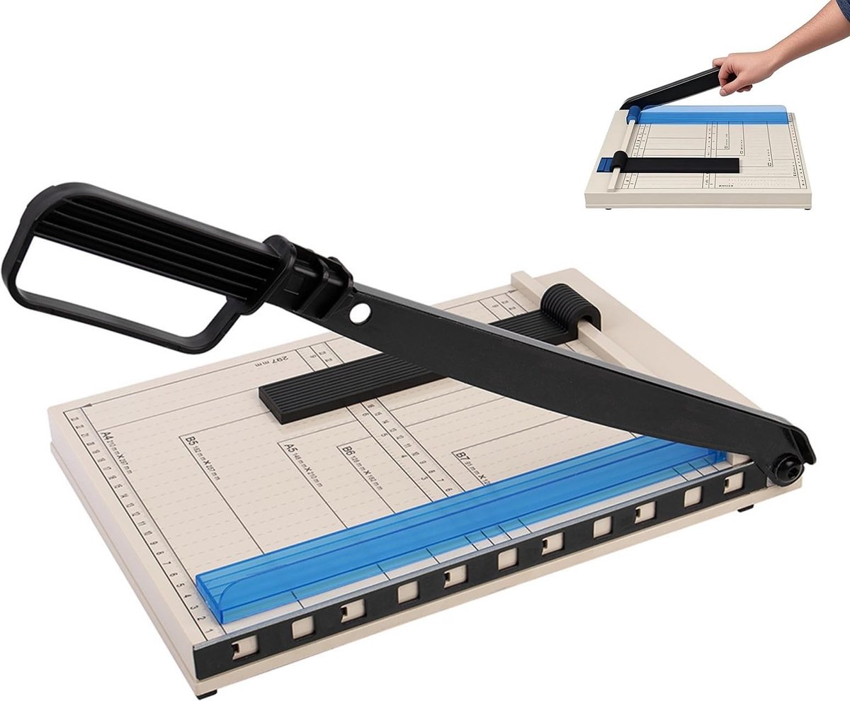 Dailygoods- Papiersnijder 12 vellen - Papiertrimmer - Veiligheidsbeschermer - Nauwkeurig snijden - Veelzijdige maatopties - Efficiënt en stevig