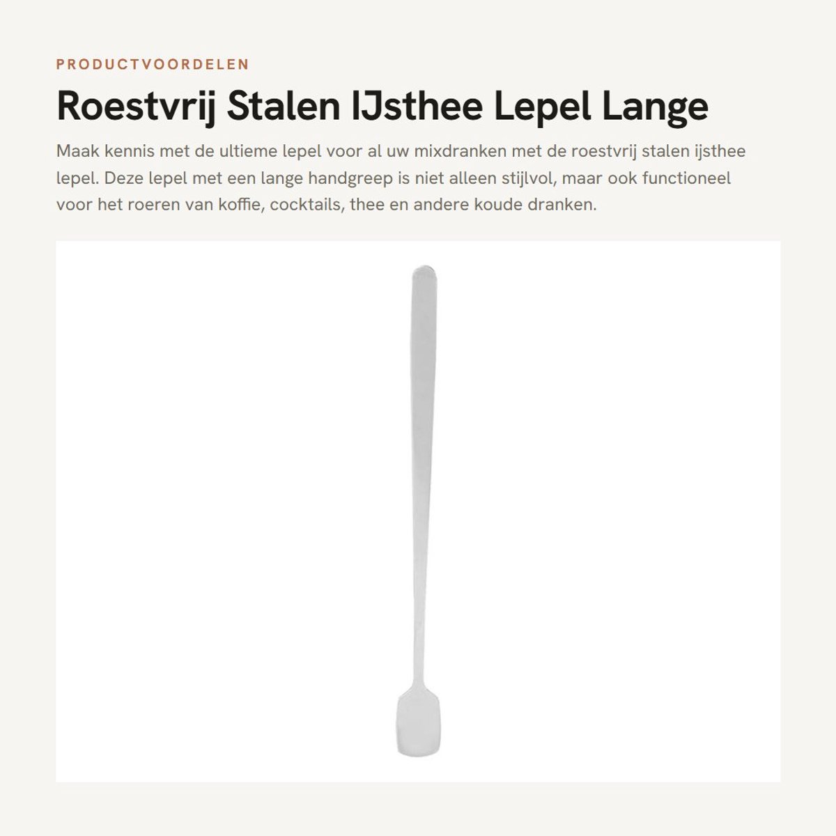 Dailygoods- IJsthee-lepel 17 cm - Roestvrij Staal - Cocktaillepel - Koffielepel - Theelepel - Vaatwasmachinebestendig - Ergonomische Handgreep