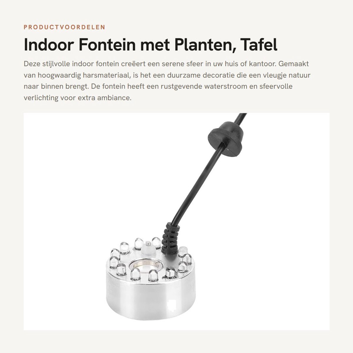 Dailygoods- Fontein met Planten - Tafel Waterval met Verlichting - Hars Decoratie - Luchtb