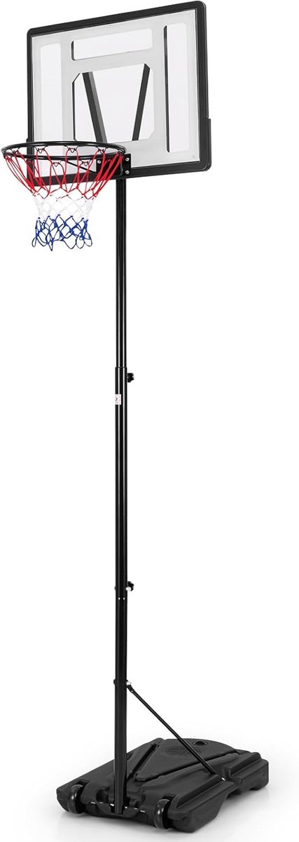 Draagbare basketbalmand - Basketbalkorf met standaard - Basketschieten oefenen - In hoogte verstelbaar - 172-305 cm - Zwart