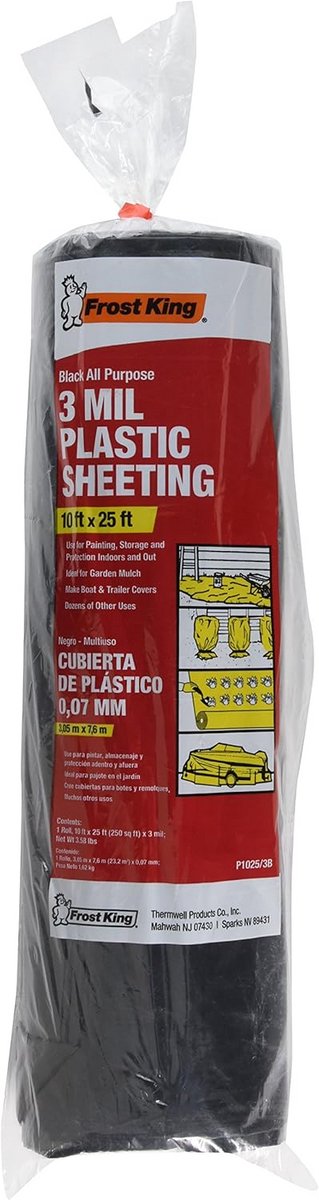 Plastic Zeil - Beschermfolie - Bescherming Huis & Tuin - Sterk Polyethyleen - 10 x 25 ft - Zwart