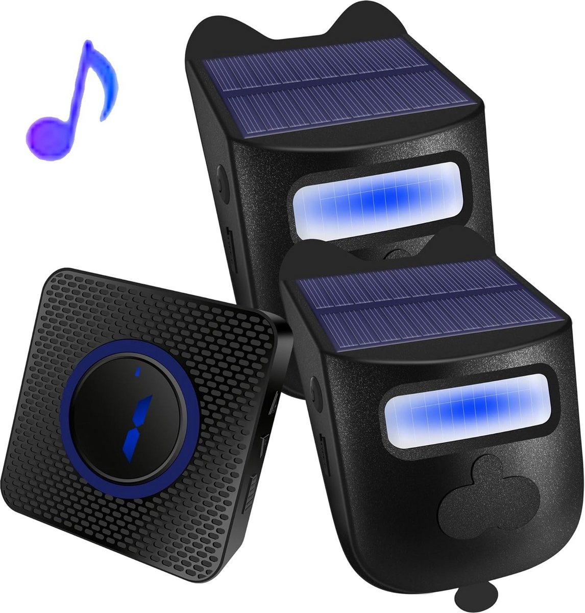 Draadloos Oprit Alarm - Zonne-energie Systeem - Beveiliging Perceel - Lange Ontvangstbereik - 300 Meter - Zwart