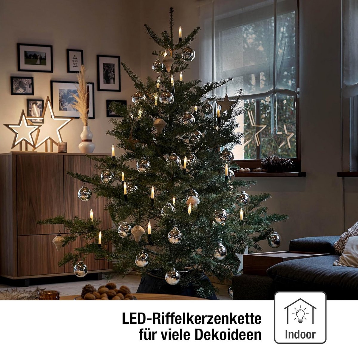 Kerstboomverlichting LED - Kaarsjes snoer - Feestelijke sfeer - Warm wit licht - 57 m - Groen – foto 5