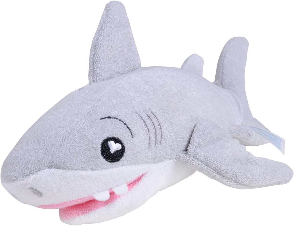 Badspeeltje Haai - Knuffel Zeepdispenser - Samen Wassen - Antimicrobiële Spons - 28 x 15 x 8 cm - Blauw