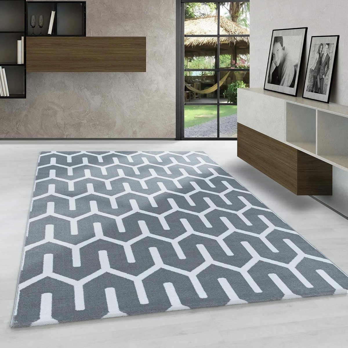 Laagpolig Vloerkleed - Geometrisch Tapijt - Woonkamer Decoratie - Geschikt Vloerverwarming