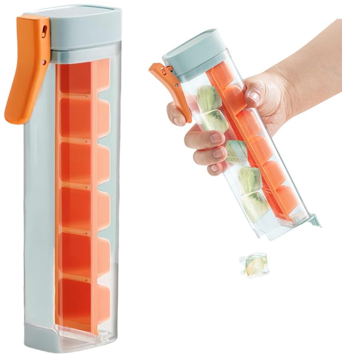 Dailygoods- IJsblokjesvorm met Drukmechanisme - 6 IJsblokjes - Ruimtebesparend - Gemakkelijk te Reinigen - Voor Dranken en Cocktails - Ijsblokjesmaker