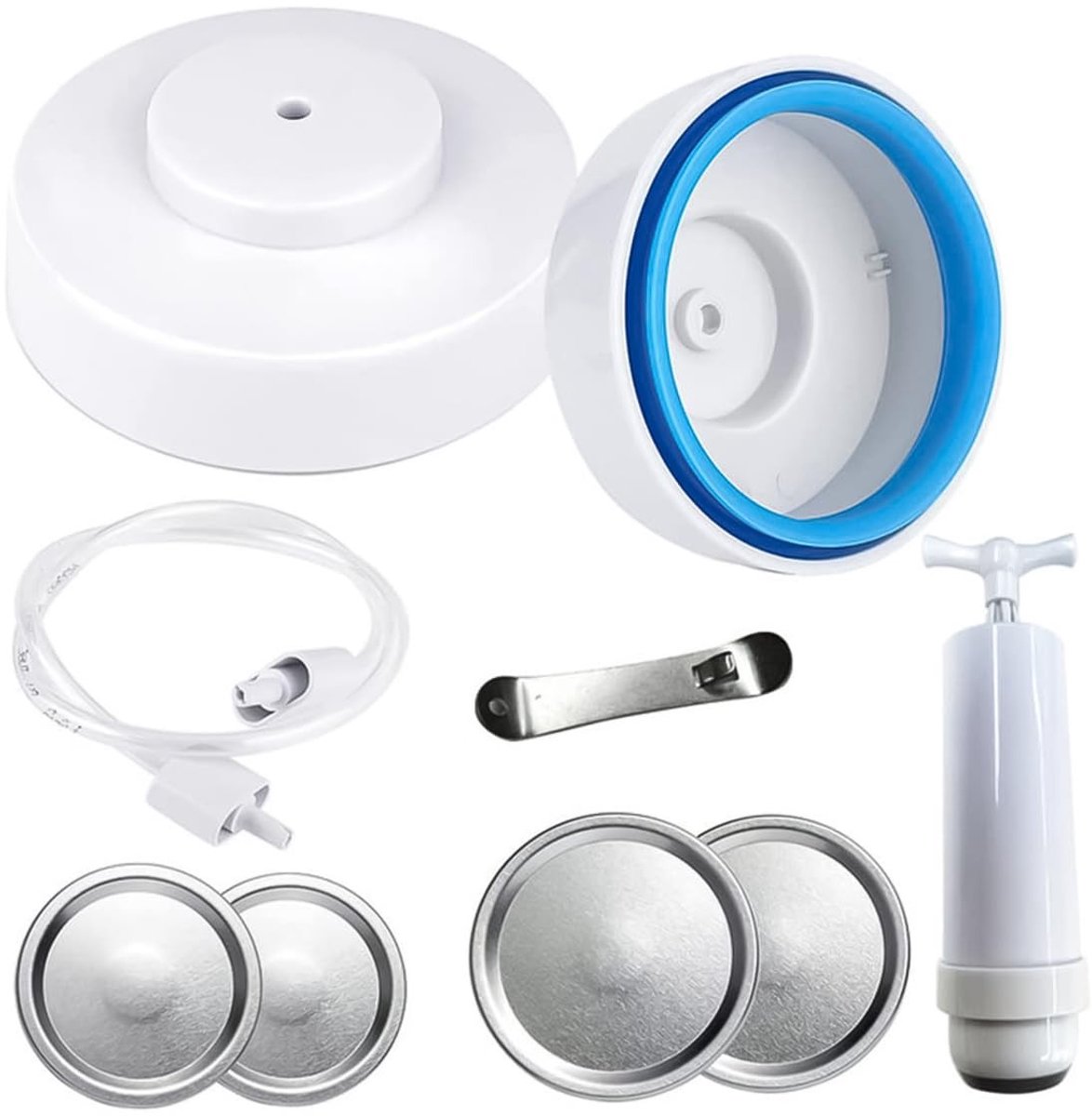 Dailygoods- Vacuümsealerset voor Potten - Handpomp - Universele Sealset - Voedingskwaliteit - Eenvoudig te Bedienen - Houdt Eten Vers - Voedselopslag