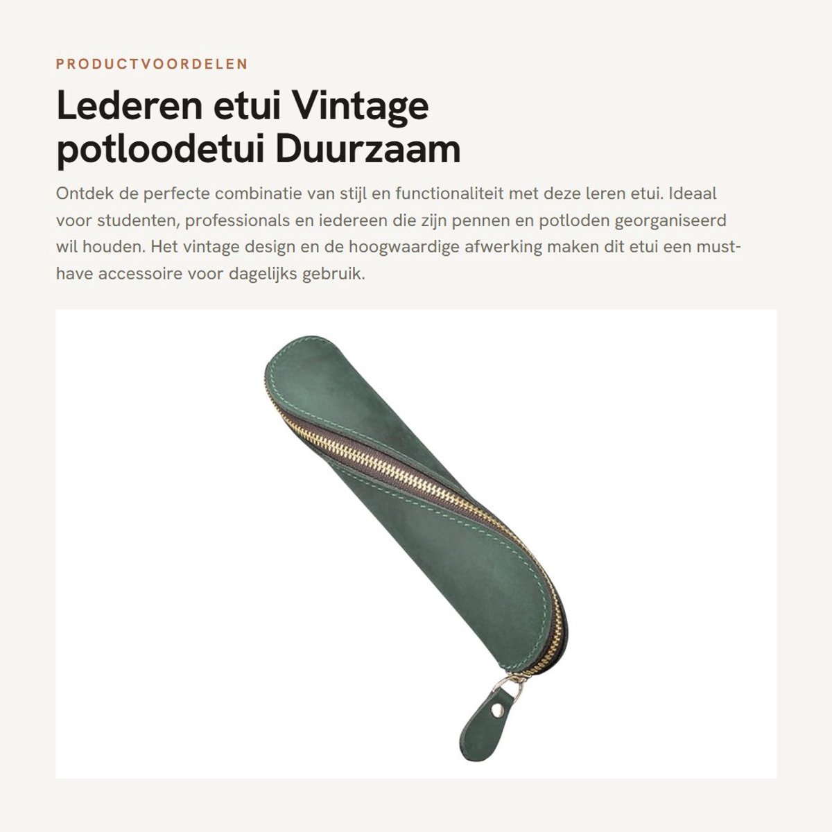 Dailygoods- Potloodetui Vintage - Lederen Etui - Pennenetui met Ritssluiting - Duurzaam - Waterafstotend - Ruimte voor Pennen en Accessoires - Pennenzak