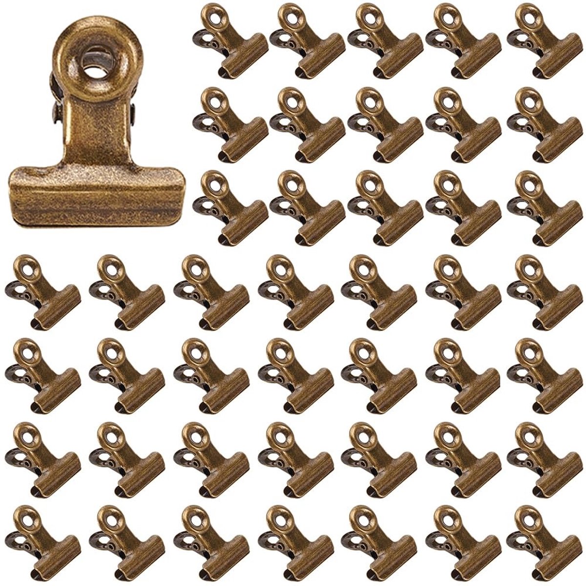 Dailygoods - 60 Stuks Bronzen Bulldog Clips - Vintage Metalen Bindmiddel voor Kantoor en Creatieve Projecten