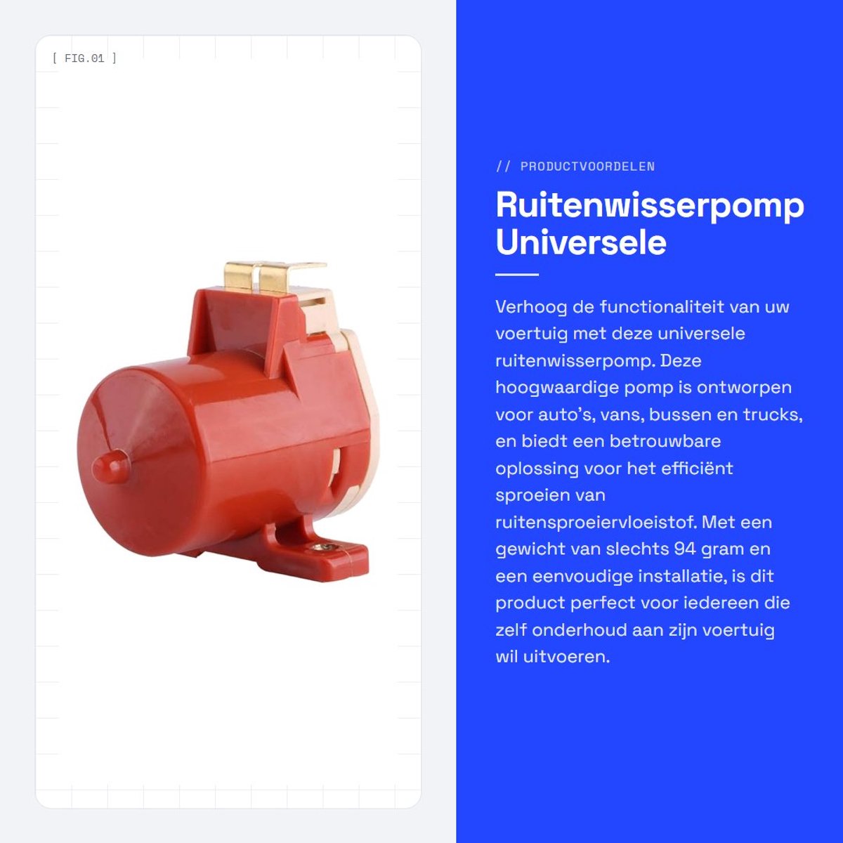 Dailygoods- Ruitenwisserpomp Universeel - Ruitenwissermotor - Voorruit Sproeier - Auto/Bus/Truck - Eenvoudige Installatie - Metaal/Kunststof - Ruitensproeierpomp