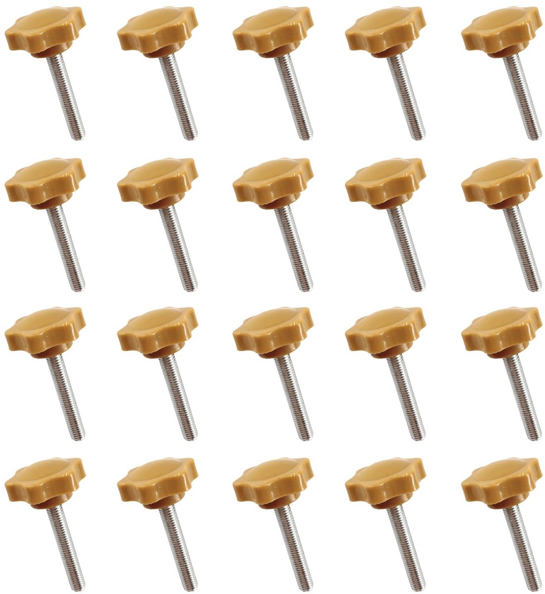 Dailygoods- Klemschroeven 20 Stuks - Stervormig M6 x 25 mm - Koolstofstaal - Corrosiebestendig - Eenvoudig te Installeren - Geschikt voor Meubels en Apparatuur - Handknop