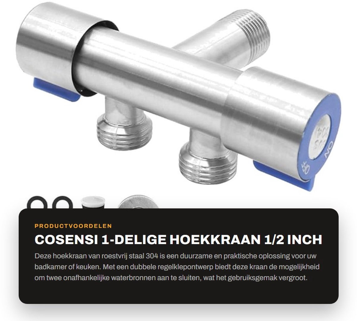 Dailygoods - 1-Delige Hoekkraan 1/2 Inch Roestvrij Staal 304