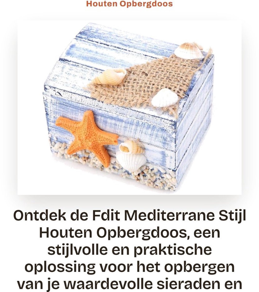 Dailygoods- Opbergdoos Draagbaar - Houten Opbergdoos - Sieradendoosje - Mediterrane Stijl - Hoogwaardige Kwaliteit - Functioneel Keukengereedschap - Sieradendoos