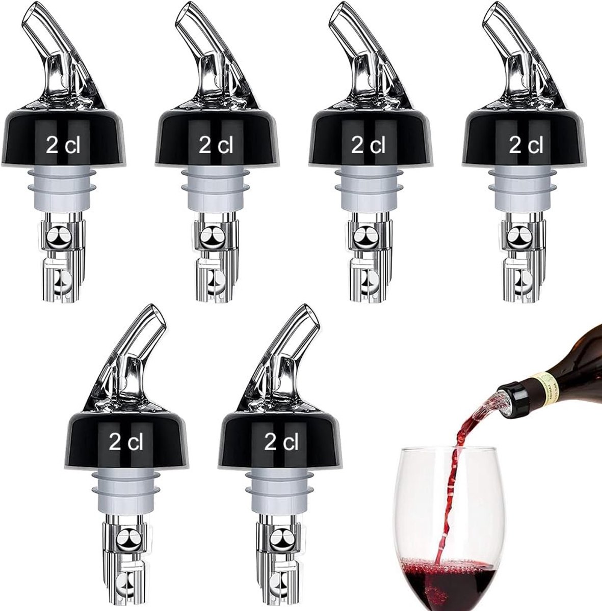 Dailygoods- Gietdop 2cl - Universele Gietdop - Lekvrije Gietdop - Pouring Spout - Geschikt voor Wijn/Likeur - Voorkomt morsen - Fles