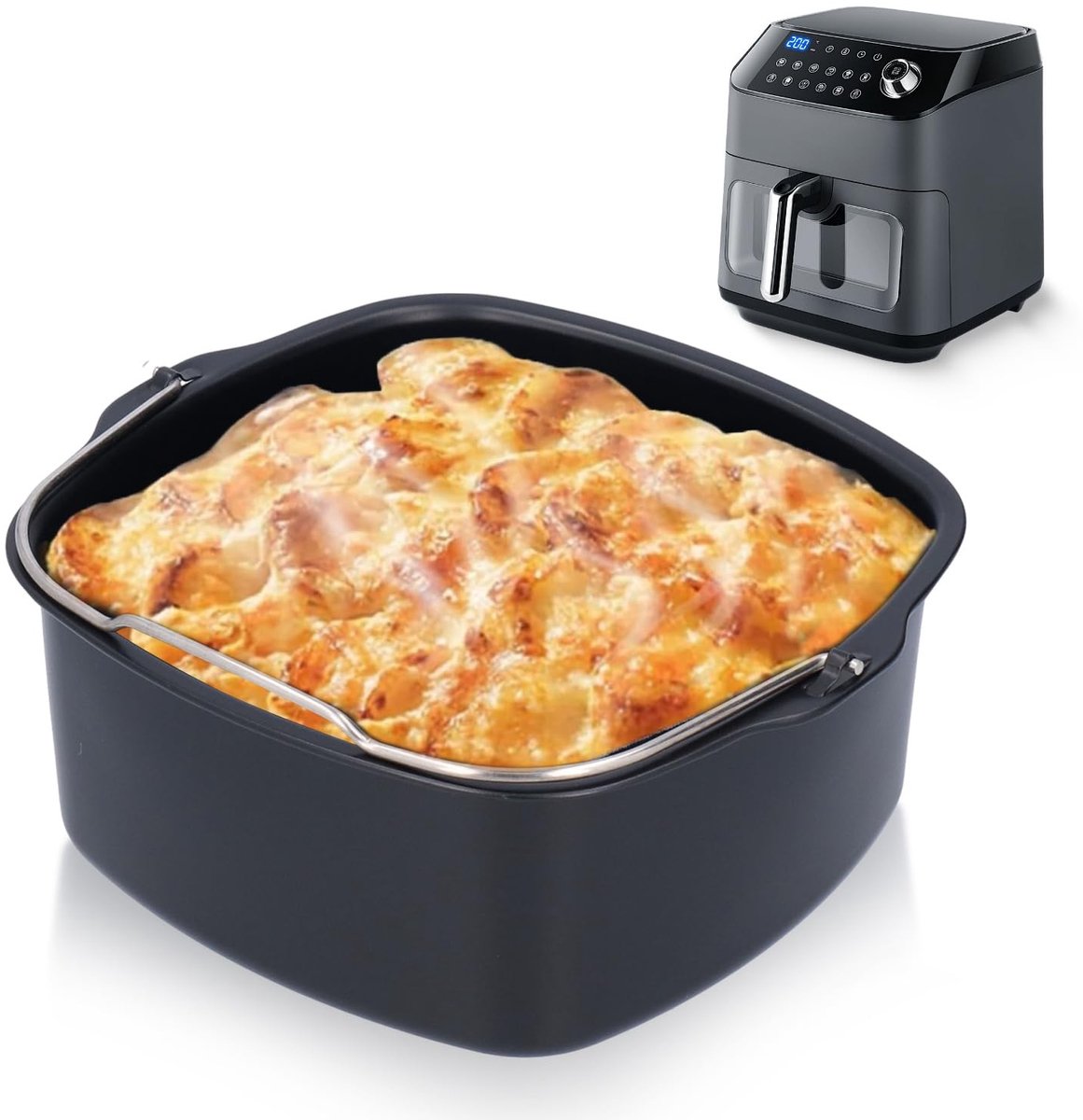 Dailygoods- Cakevorm 22 cm - Duurzaam Voedselveilig Ijzer - Hittebestendig - Bakvorm voor Airfryer - Robuust en Gezond Koken