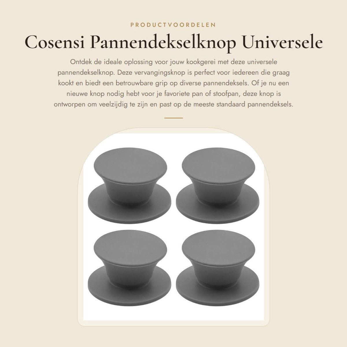 Dailygoods- Pannendekselknop Hittebestendig - Universele Vervangingsknop - Antislip Greep - Geschikt voor Kookgerei - Siliconen Materiaal - Veilige Pasvorm - Pannendeksel