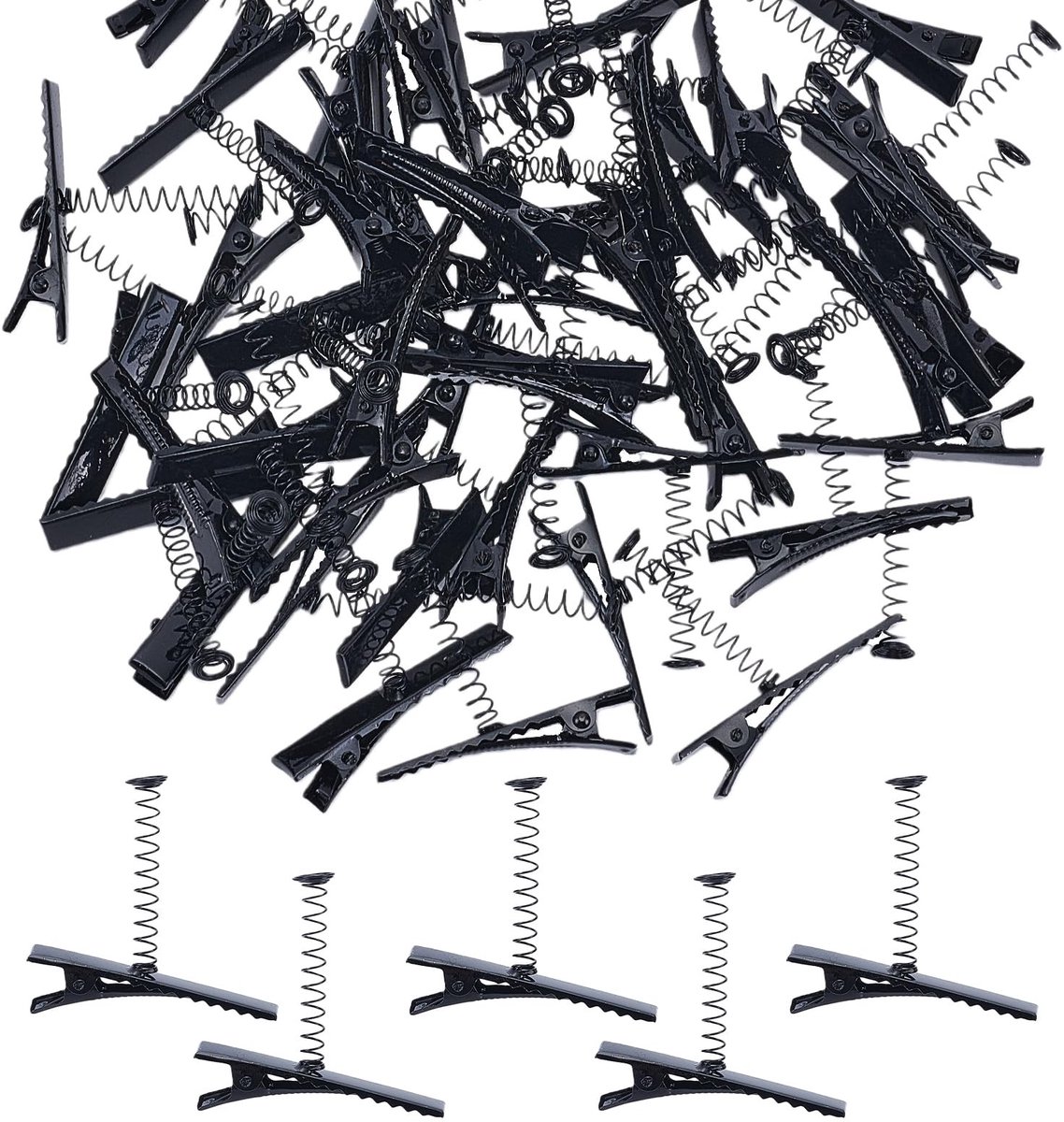 Dailygoods - 50 Stuks Eendenbek Haarspelden met Veer - Zwart Metaal