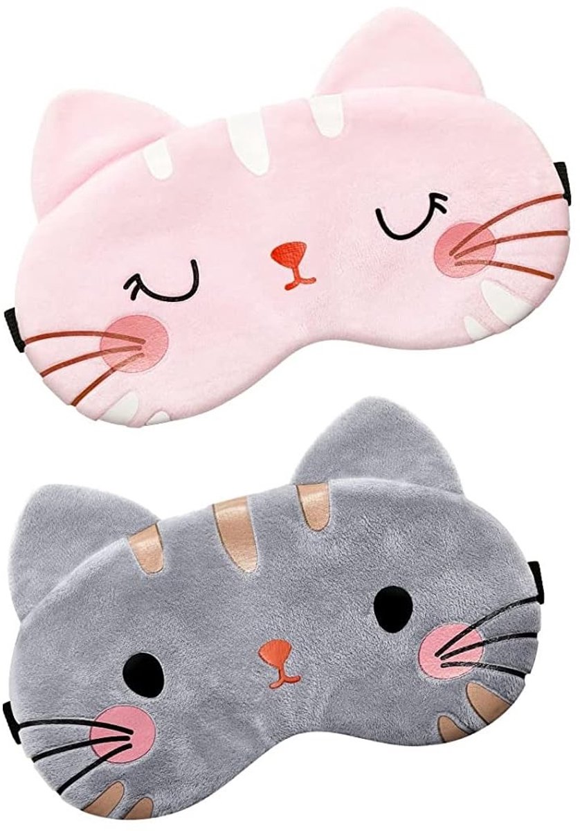 Dailygoods- Dierslaapmasker - 2 Stuks - Ondoorzichtig - Pluche Ogen - Voor Kinderen - Ultiem Comfort - Duurzaam - Slaapmasker