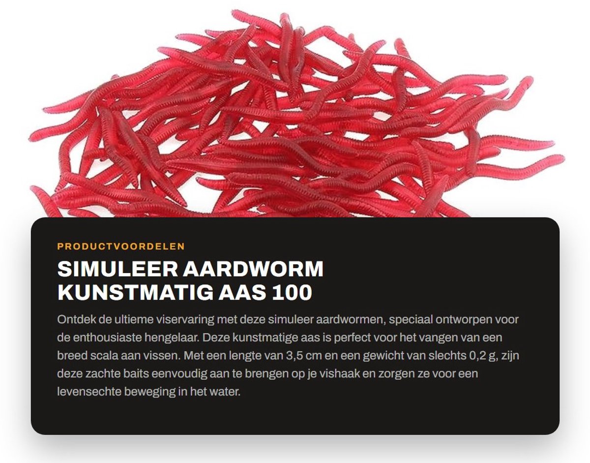 Dailygoods- Wormaas 100 Stuks - Kunstmatig Aas - Aardworm Vorm - PVC - Geschikt voor Karpers en Zilvers - Levenslange Zwemacties - Visaas
