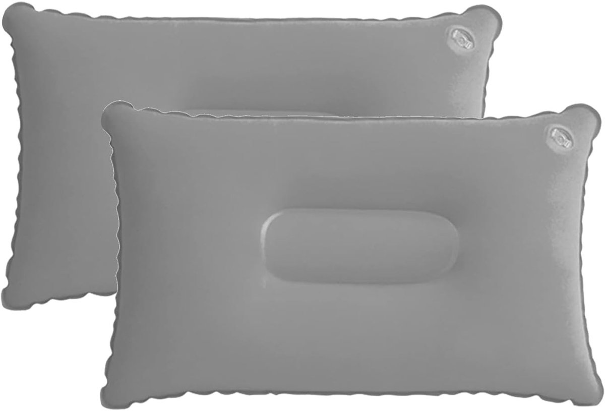 Dailygoods- Opblaasbaar Kussen - 2 Stuks - Draagbaar Kussen - Multifunctioneel Reiskussen - Hoogte Verstelbaar - Zacht en Comfortabel