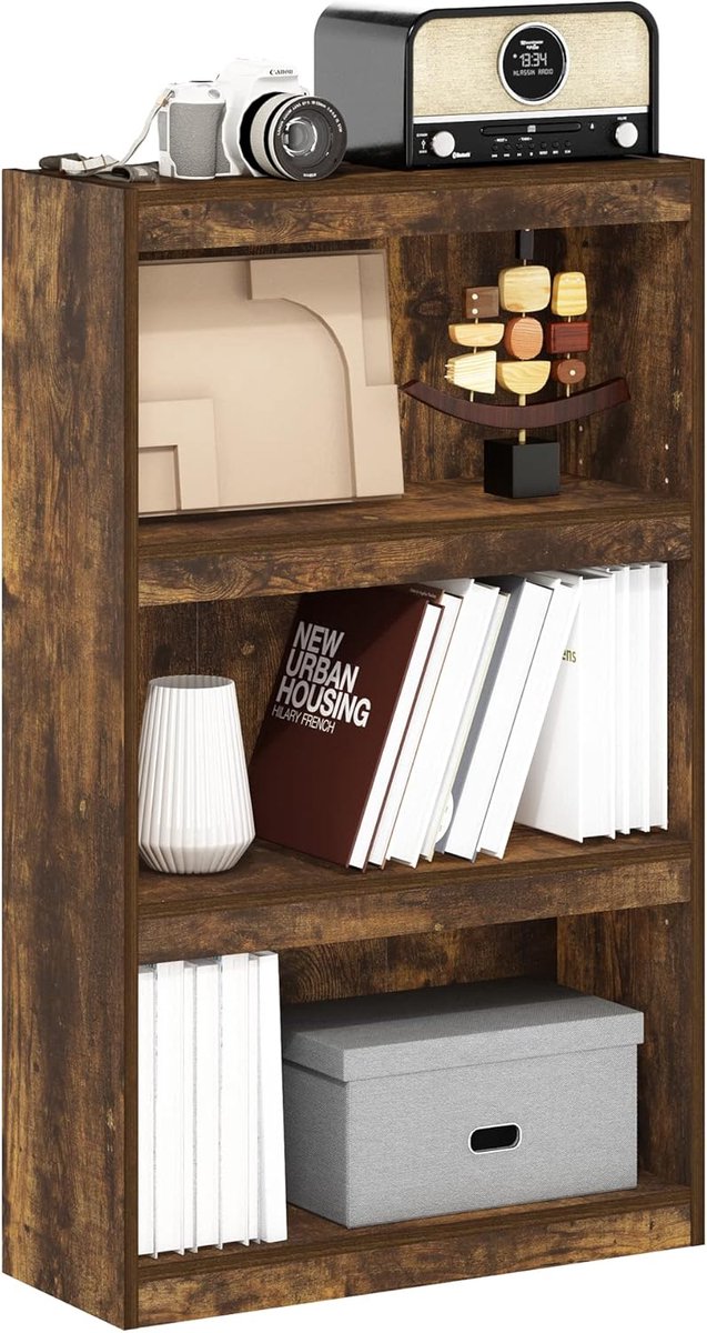 Verstelbare plank boekenkast - Opbergkast - Boeken opbergen - Drie lagen - 102 cm hoog - Amber Pine