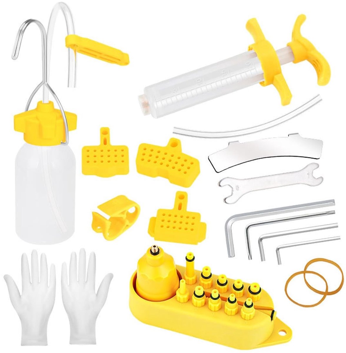 Dailygoods- Luchtventilatieset Hoogwaardige Kwaliteit - Fietsrem Bleed Kit - Hydraulische Schijfrem - Onderhoudsset - Inclusief Gereedschap - Eenvoudig in Gebruik - Remvloeistofset