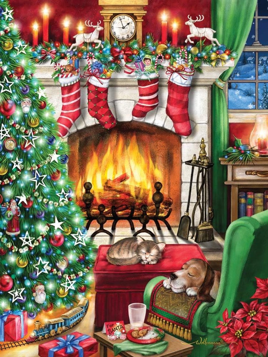 Kerst Puzzel - Legpuzzel Winterpret - Ontspannen Vrije Tijd - Geproduceerd op dik karton - 61 x 46 cm - Multi