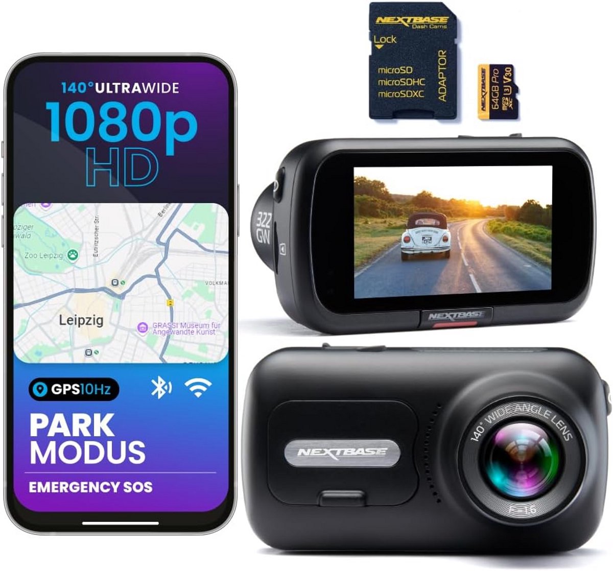 Dashcam Auto - Autocamera Rijrecorder - Veilig Rijden - Noodgeval SOS Functie - 1080p Full HD - Zwart