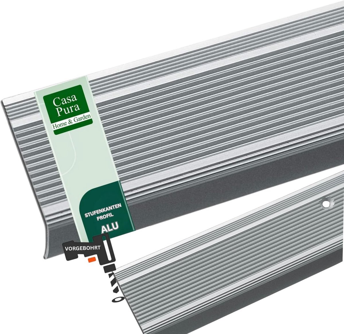 Trapkantprofiel Aluminium - L-profiel - Trap Beschermen - Voorgeboord - 90 cm - Zilver