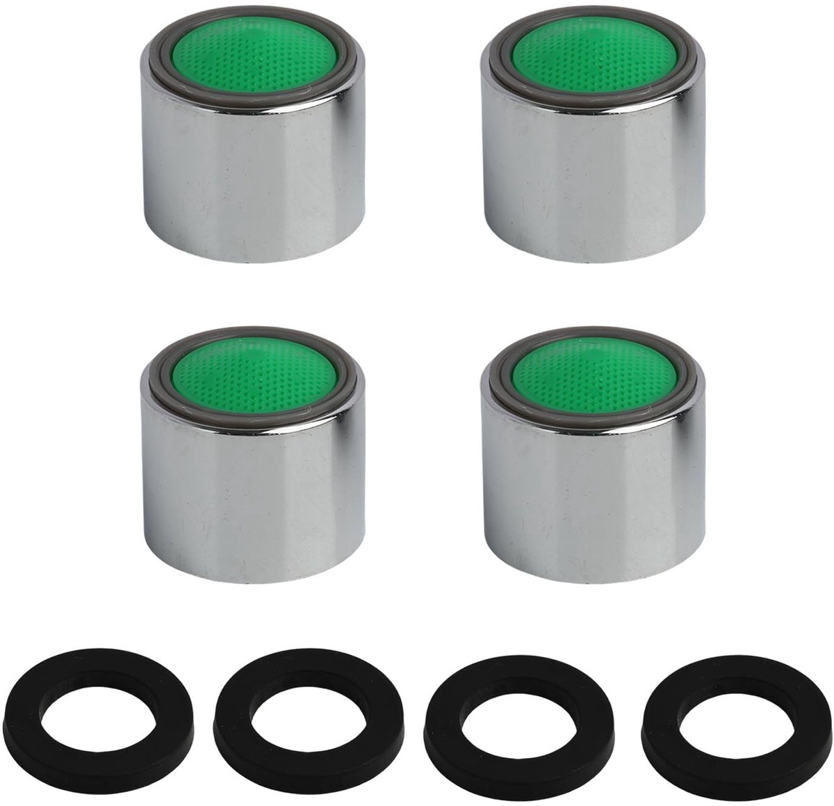 Cosensi- Kraanfilter Set van 4 - M22 Jet Regulator - Waterdicht - Roestvrij Staal - Antislip Rubber - Fijnmazige Zeef - Aerator