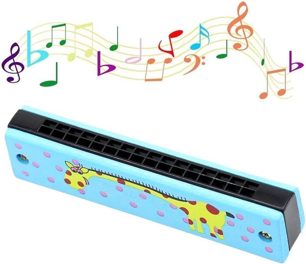 Mondharmonica Kinderen - Muziekinstrument - Muziek Leren - 16 Gaten Ontwerp - 14 cm Lang - Houtkleur