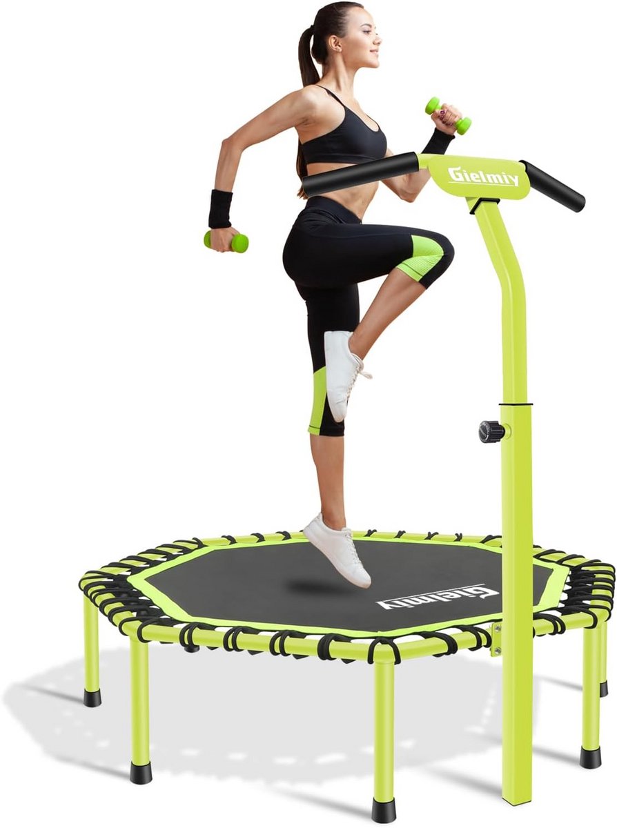 Fitness Trampoline - Mini Rebounder - Aerobics Training - Stille Bungee Koorden - Ø 101 cm - Roze