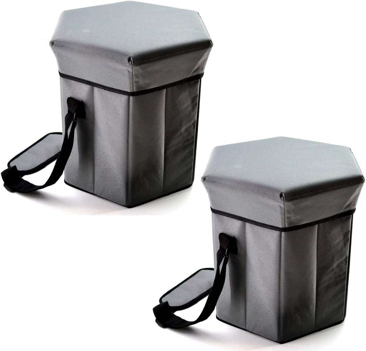 Koeltas Met Kruk - Picknick Set - Buiten Ontspannen - Opvouwbaar Ontwerp - 35x35x36 cm - Grijs