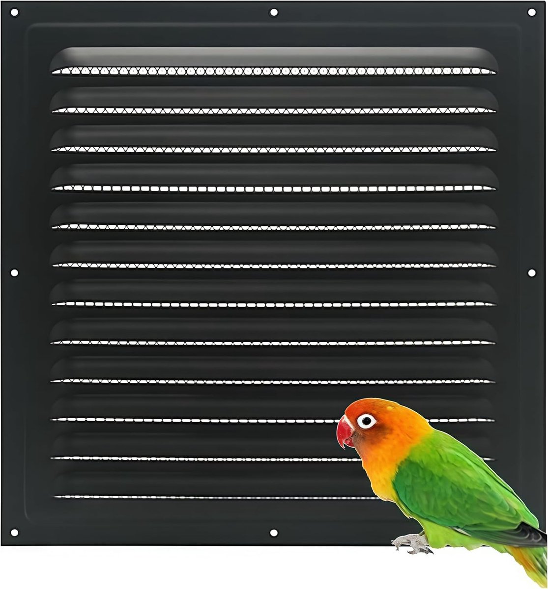Ventilatie rooster - Muur vent - Luchtstroom verbeteren - Ingebouwd insectenscherm - 30x30 cm - Zwart