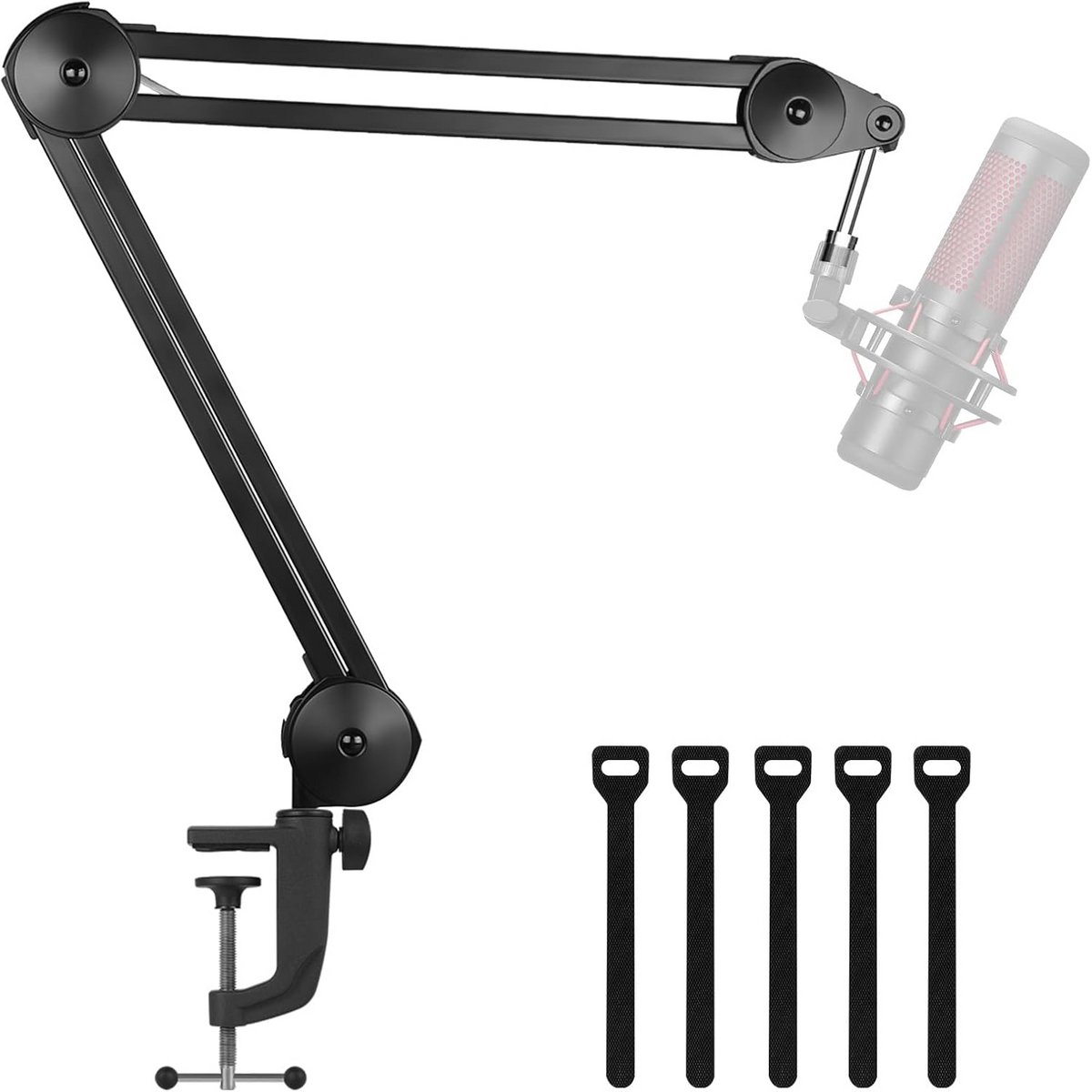 Microfoon Arm - Boom Arm - Opnemen Podcast - Ingebouwde Veren - 70 cm Bereik - Zwart