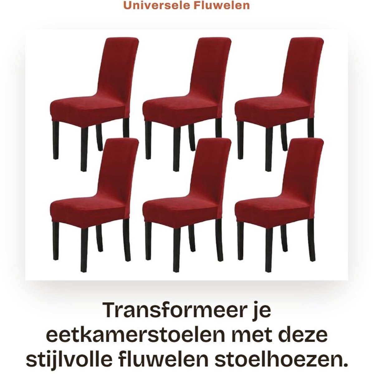 Dailygoods- Stoelhoezen 6 Stuks - Eetkamerstoelen - Universeel - Hoge Rug - Stretch - Fluwelen - Wasbaar - Eetkamerstoelhoes