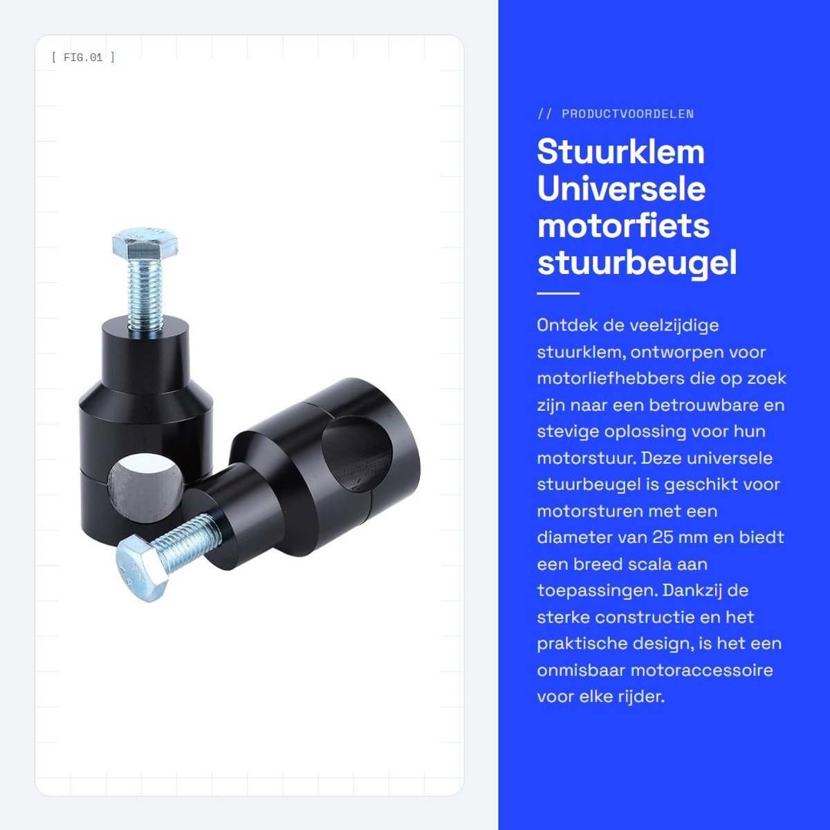 Dailygoods- Stuurklem 25mm - Universele Motorfiets Stuurbeugel - Aluminiumlegering - Antiroest - Duurzaam - Geschikt voor de meeste motorsturen - Stuurverhoger