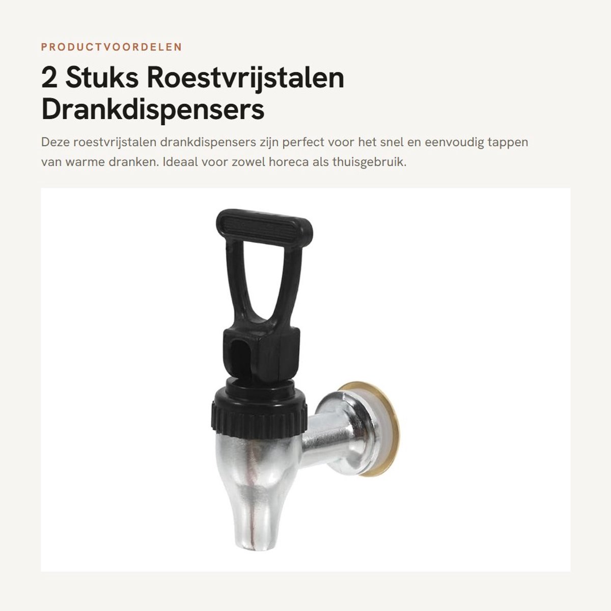 Dailygoods- Drankdispenser 2 Stuks - Roestvrij Stalen Tapkraan - Waterdispenser Accessoires - Compatibel met Theedispensers - Snelle Montage - Duurzaam en Slijtvast