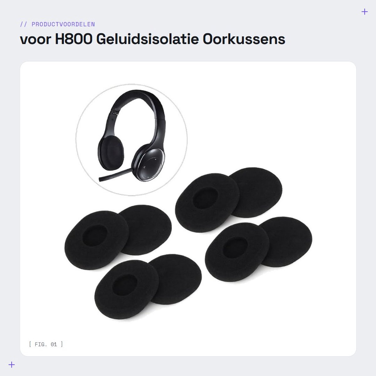 Dailygoods - voor H800 Geluidsisolatie - Oorkussens - Comfortabel en duurzaam - Geschikt voor Headset - Vervangingsset - Perfect voor langdurig gebruik