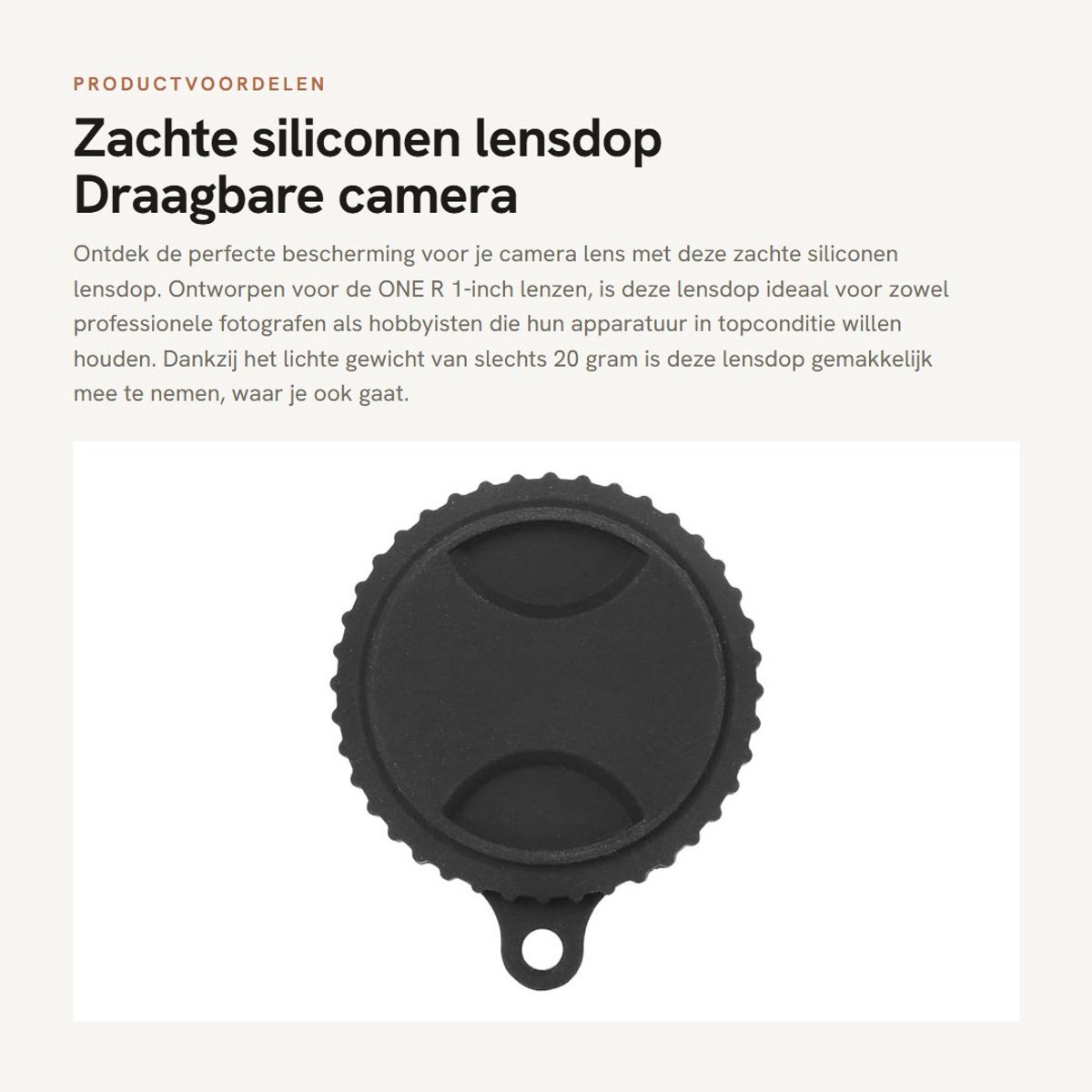 Dailygoods- Lensdop Zachte Siliconen - Beschermhoes - Antislip - Lichtgewicht - Voor ONE R 1-inch Lens - Stofdicht/Waterdicht - Lensbescherming