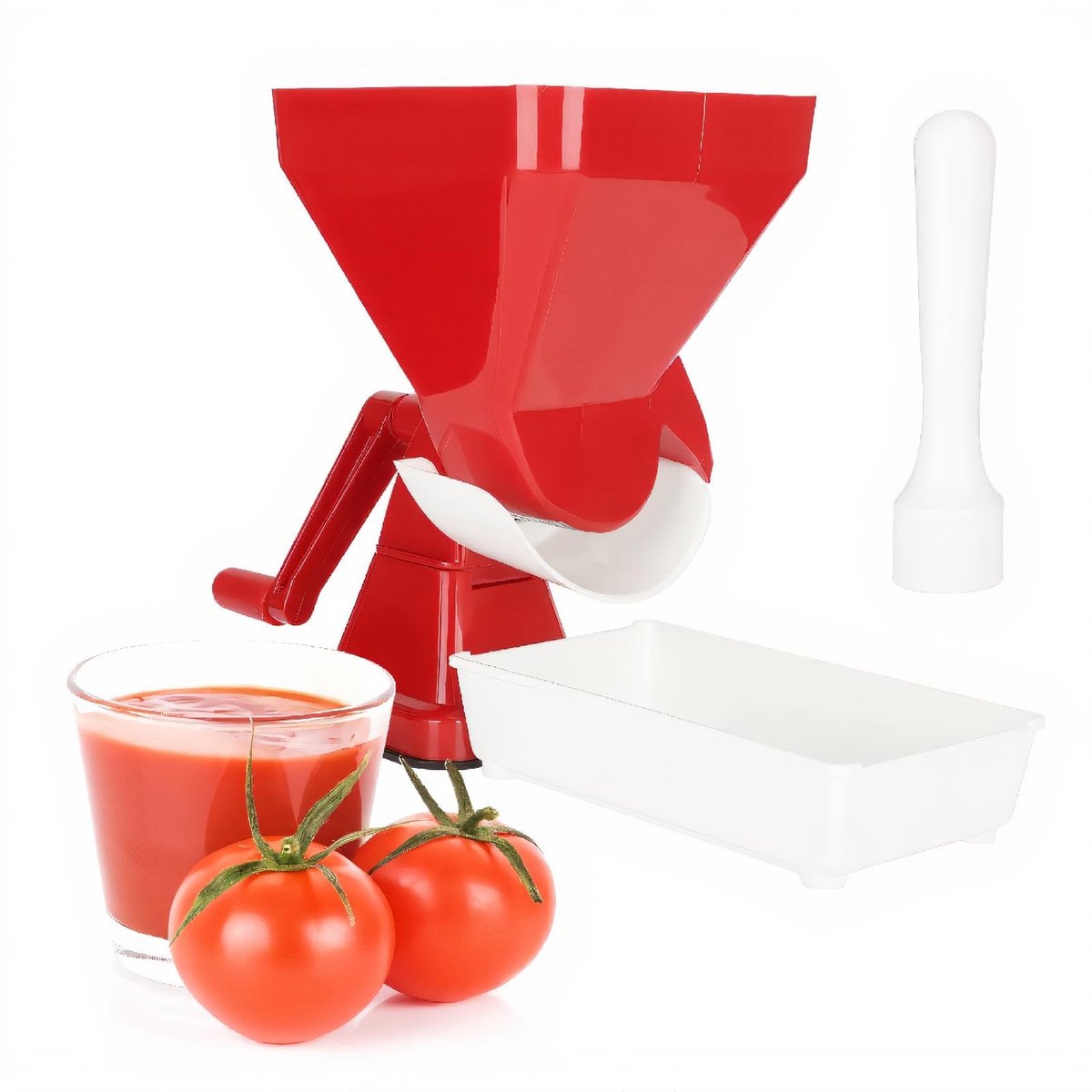 Dailygoods- Tomatenpers Handmatig - Roestvrij Stalen Filter - Voedselzeef - Sausmaker - Gemakkelijk Schoon Te Maken - Afmetingen 20 x 17 x 31 cm - Sapcentrifuge