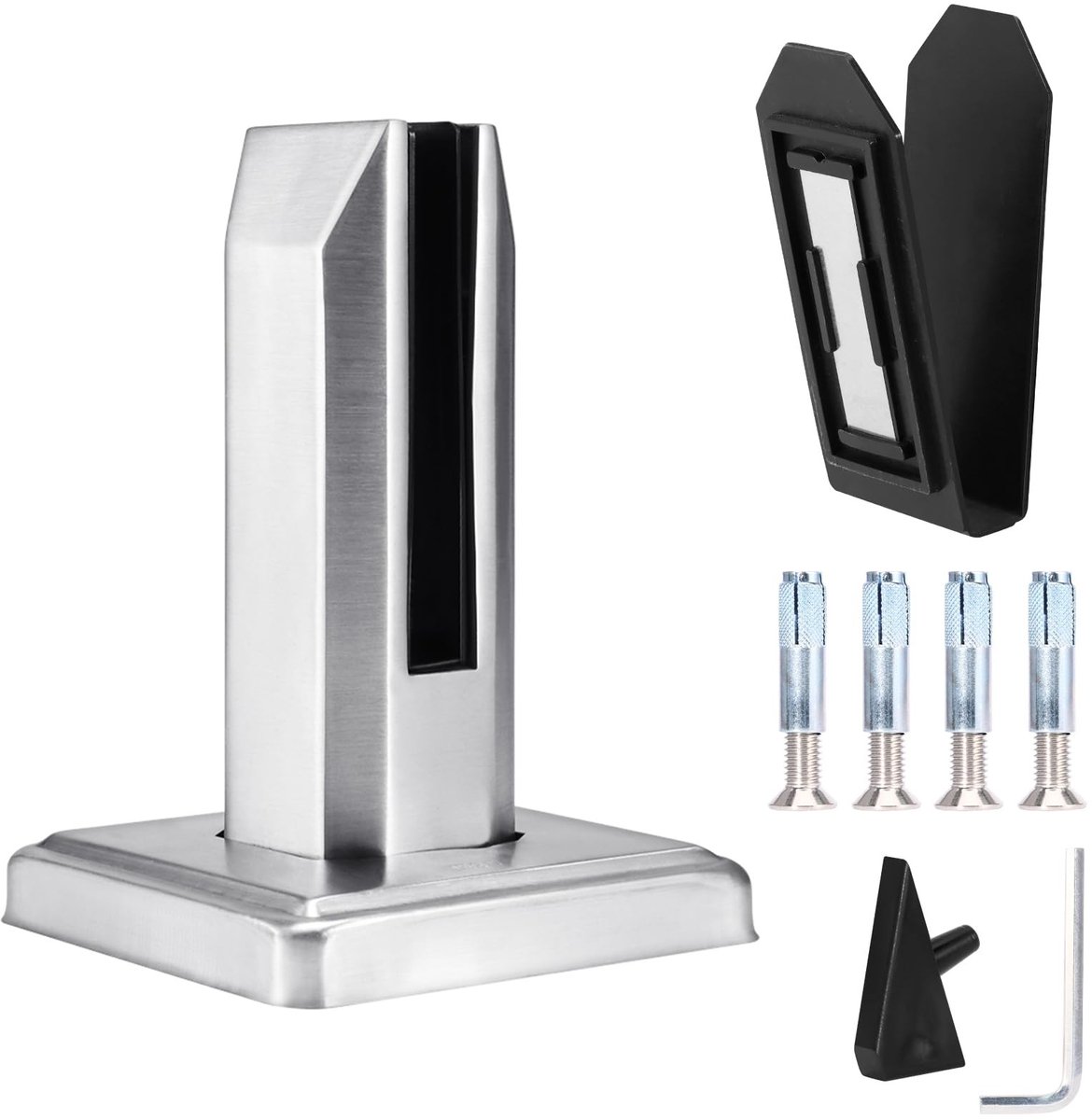 Dailygoods- Glazen Klem - 304 Roestvrij Stalen Houderbeugels - Glazen Omheiningsklem - Voor 8-12 mm Glas - Eenvoudige Installatie - Modern Ontwerp - Glasklem