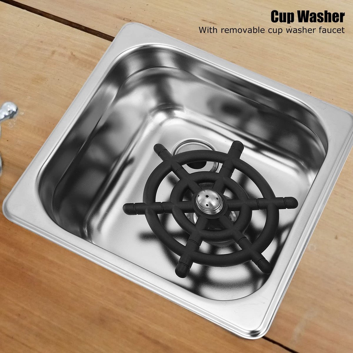 Dailygoods- Stoomkanspoeler Automatische Bekerwasmachine - Roestvrij Staal - Glasreiniging - Afvoer - Lekbak - 360° Spoeling