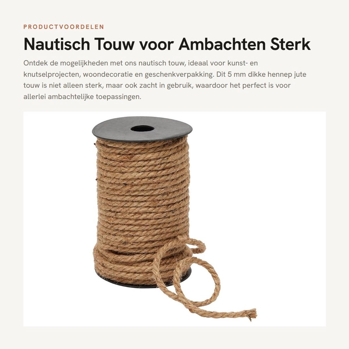 Dailygoods- Touw 100 voet - Hennep/Jute Touw - Bruin - Sterk/Duurzaam - Voor Ambachten/Knutselprojecten - Veelzijdig Gebruik - Knutseltouw