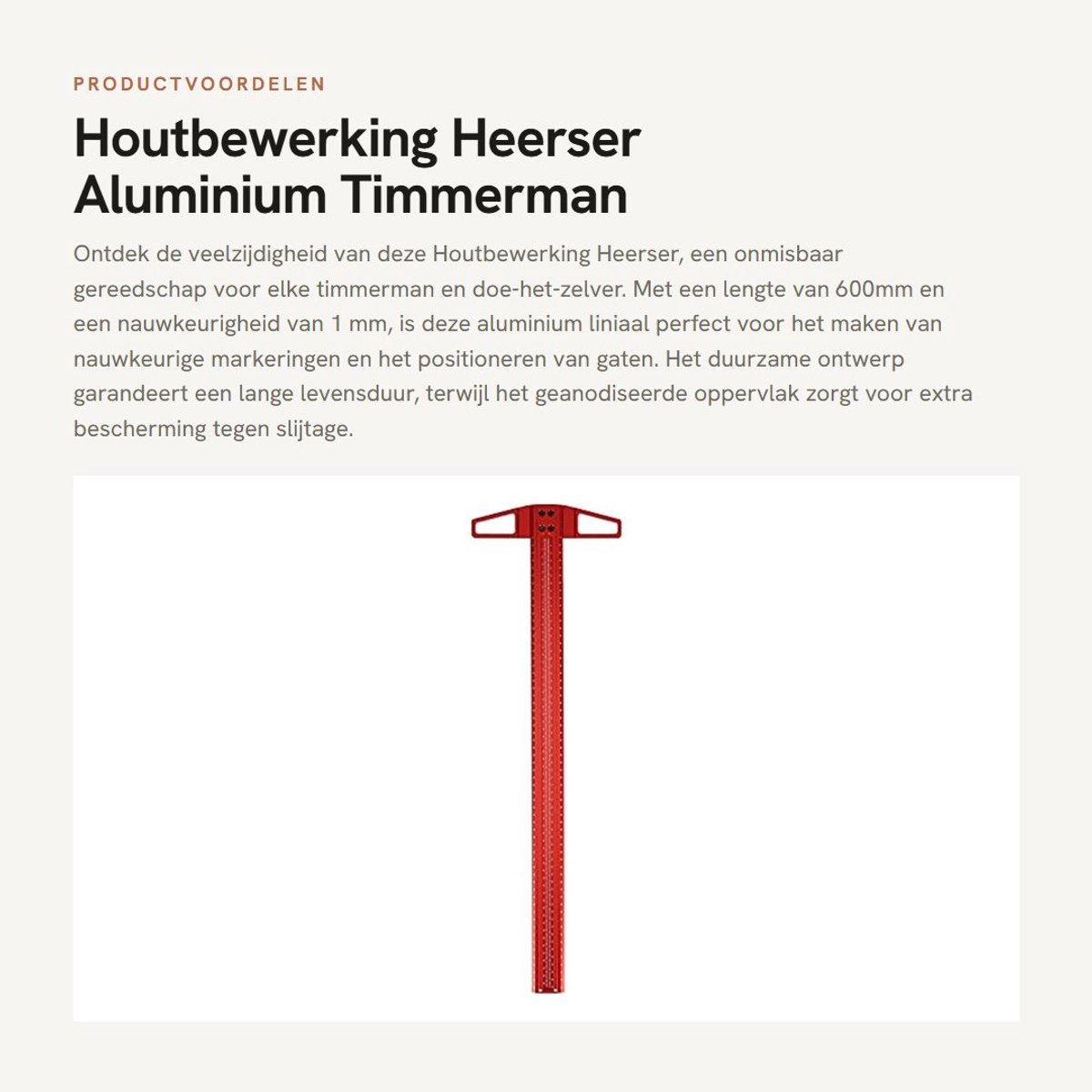 Dailygoods- Schrijfmeter 600mm - T-vormige Liniaal - Aluminium - Duurzaam - Nauwkeurige Meting - Veelvoudige Functie - Meetlat