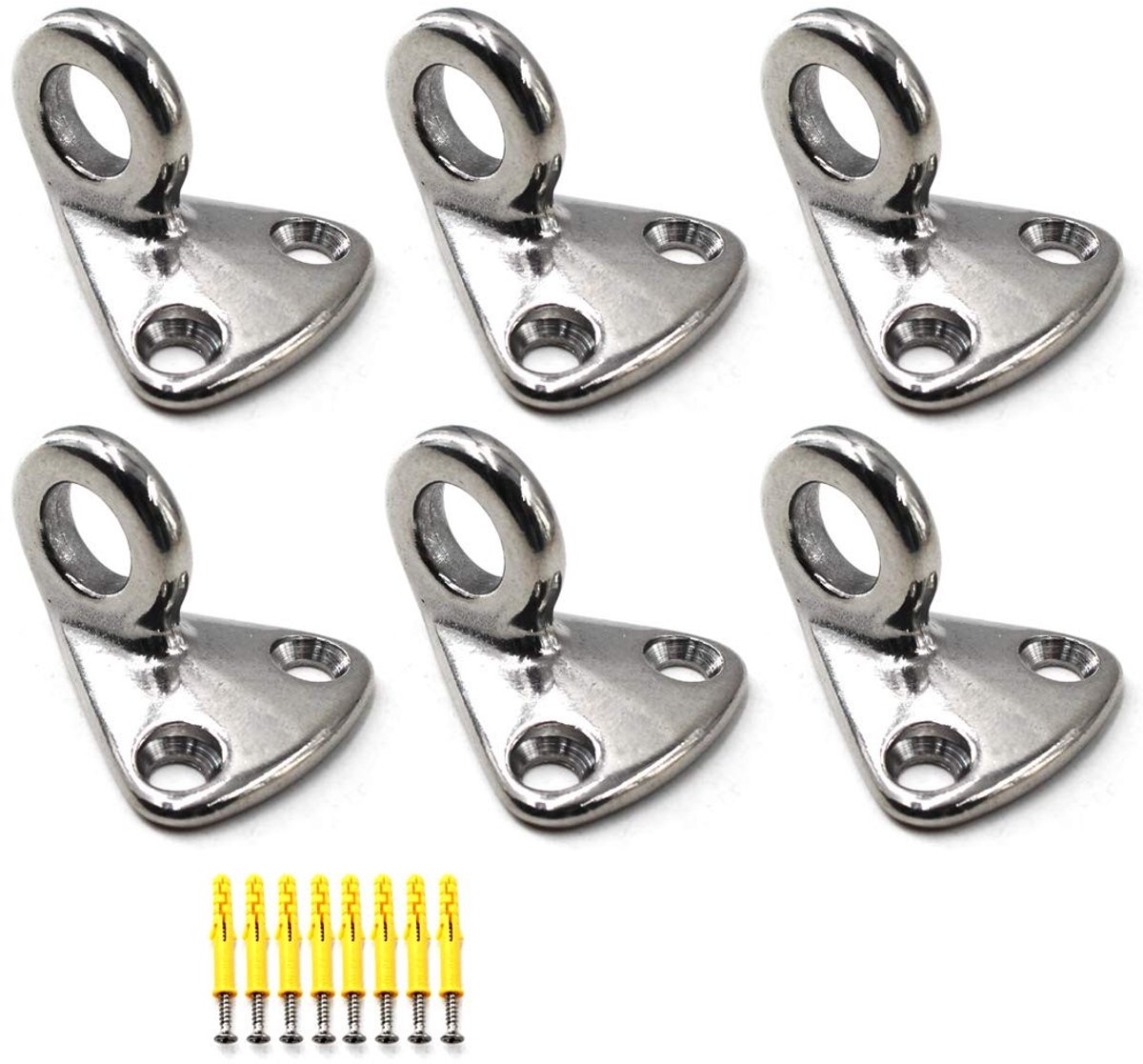 Dailygoods- Fender Haak Marine Grade 316 Roestvrij Staal - Boot Accessoires - Pack van 6 - Corrosiebestendig - Draadtrekken Oppervlak - 29x35mm - Bootaccessoires