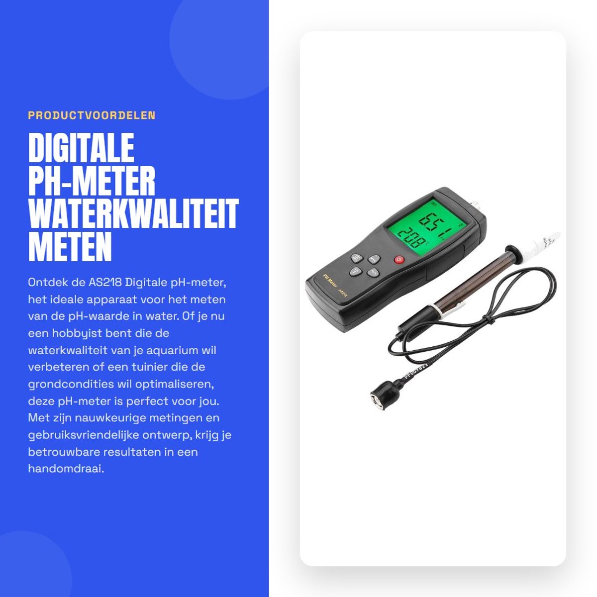 Dailygoods- pH-meter Digitale - pH-meter Waterkwaliteit - Vochtmeter - Meetsonde - Opbergdoos - Zuur of Basis - Waterkwaliteitmeter